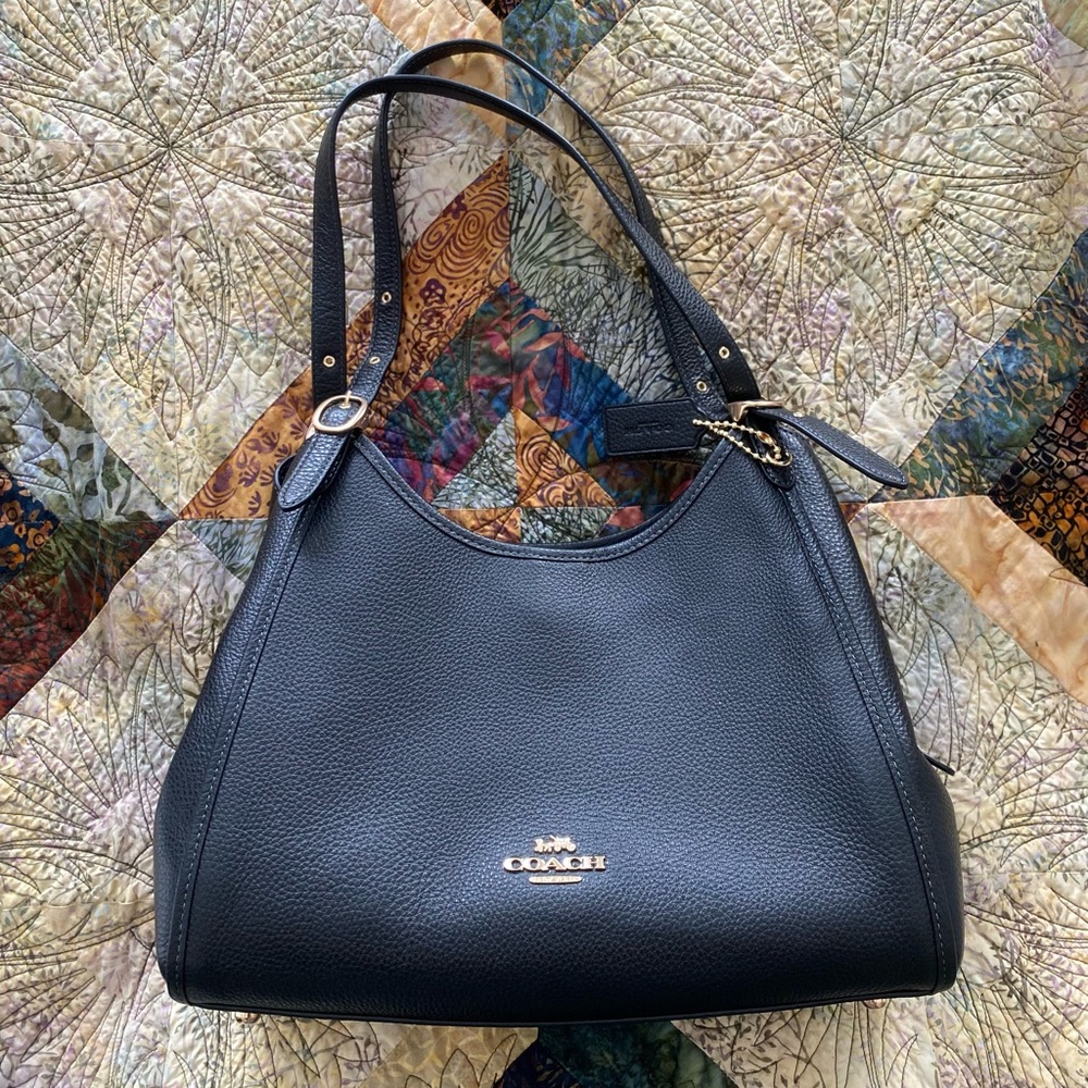 Black Coach Black Leather Erin Shoulder Bag w/ Gold Hardware
